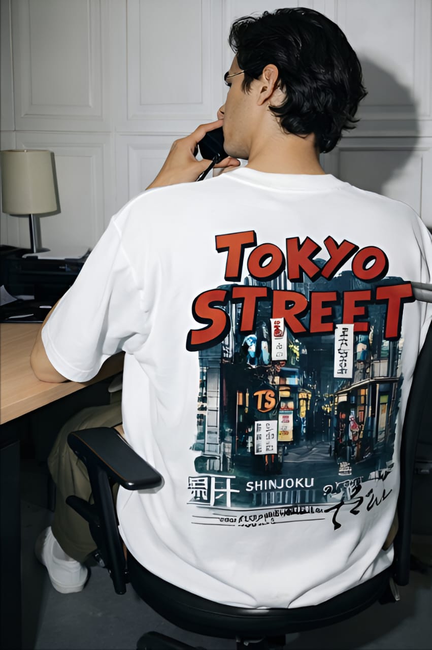 Tokyo Street Back Graphic T-Shirt – 230 GSM Premium Cotton | Urban Oversized Fit