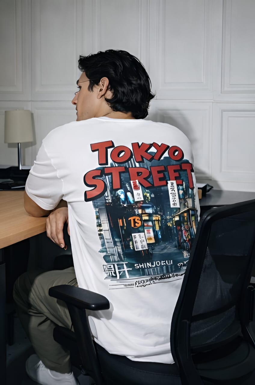 Tokyo Street Back Graphic T-Shirt – 230 GSM Premium Cotton | Urban Oversized Fit