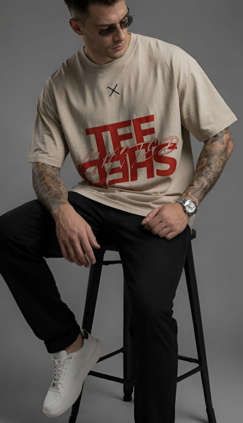 Beige Oversized “Limited Edition” Graphic Tee – TEE SHED