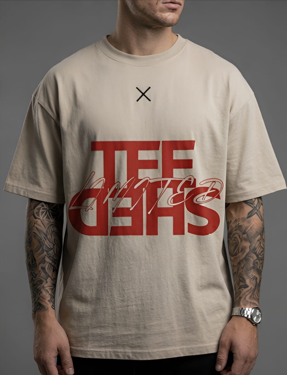 Beige Oversized “Limited Edition” Graphic Tee – TEE SHED