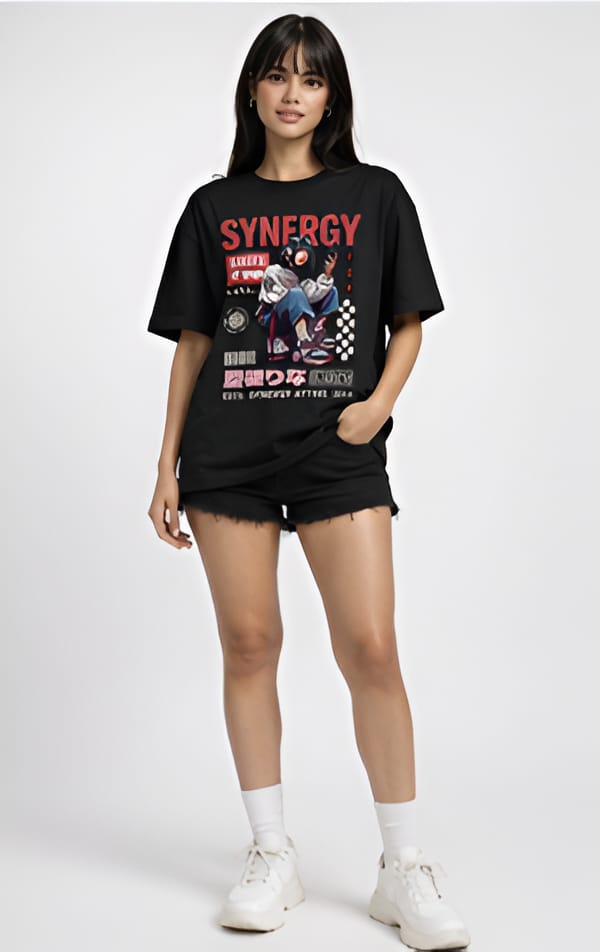 SYNERGY Attire Anime Print Tee – Premium Oversized Fit