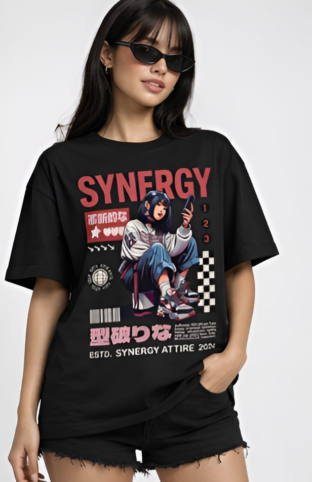 SYNERGY Attire Anime Print Tee – Premium Oversized Fit